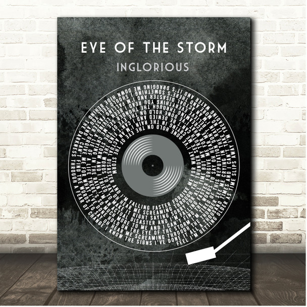 Inglorious Eye Of The Storm Grunge Grey Vinyl Record Song Lyric Print