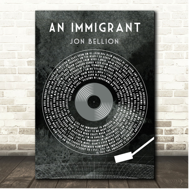 Jon Bellion An Immigrant Grunge Grey Vinyl Record Song Lyric Print