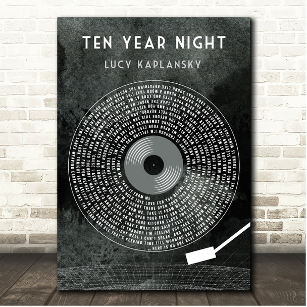 Lucy Kaplansky Ten Year Night Grunge Grey Vinyl Record Song Lyric Print