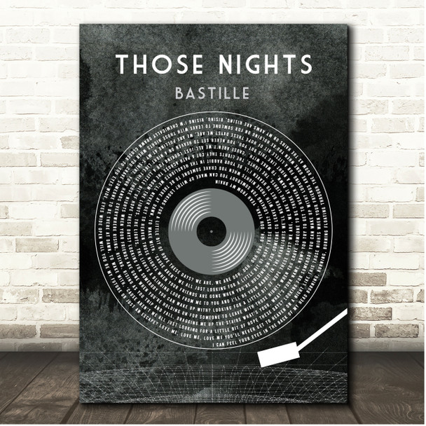 Bastille Those Nights Grunge Grey Vinyl Record Song Lyric Print