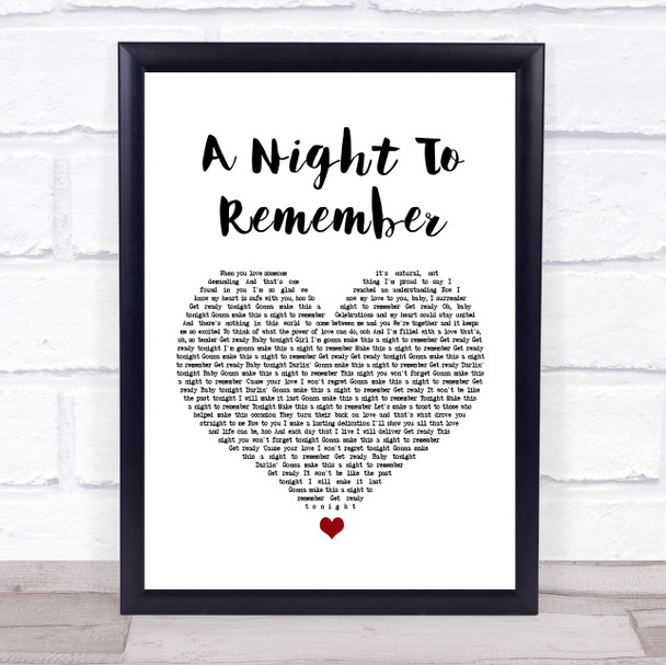 Shalamar A Night To Remember White Heart Song Lyric Music Wall Art Print