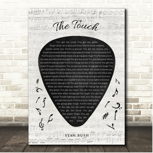 Stan Bush The Touch Guitar Pick Plectrum Song Lyric Print