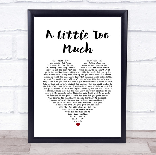 Shawn Mendes A Little Too Much Heart Song Lyric Music Wall Art Print