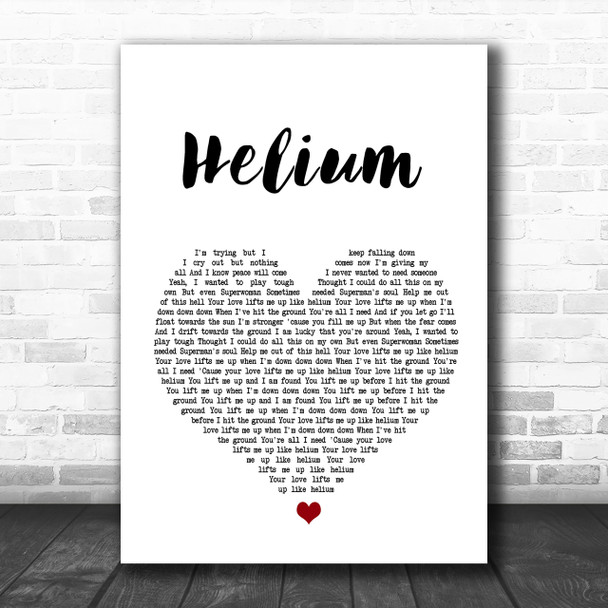 Sia Helium White Heart Song Lyric Music Wall Art Print