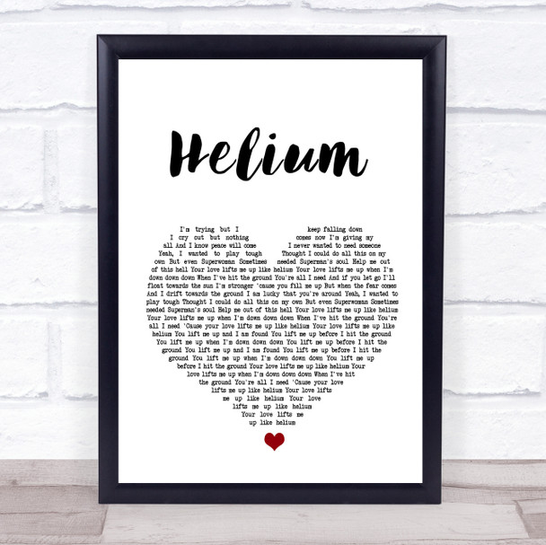 Sia Helium White Heart Song Lyric Music Wall Art Print