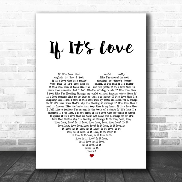 Squeeze If It's Love White Heart Song Lyric Music Wall Art Print