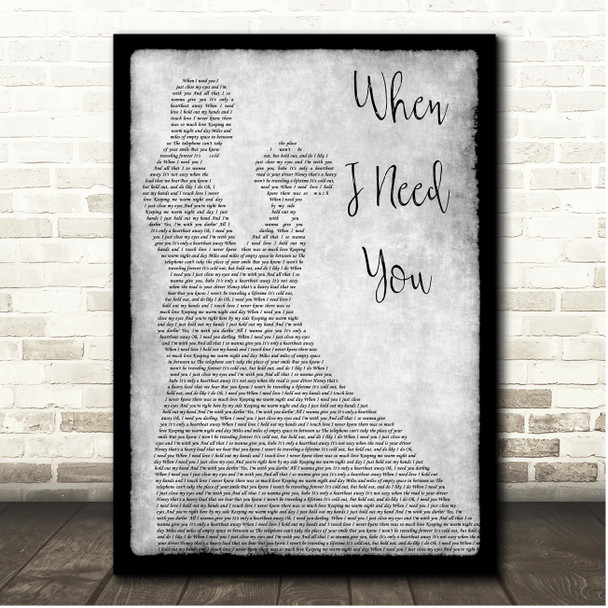 Leo Sayer When I Need You Grey Couple Dancing Song Lyric Print