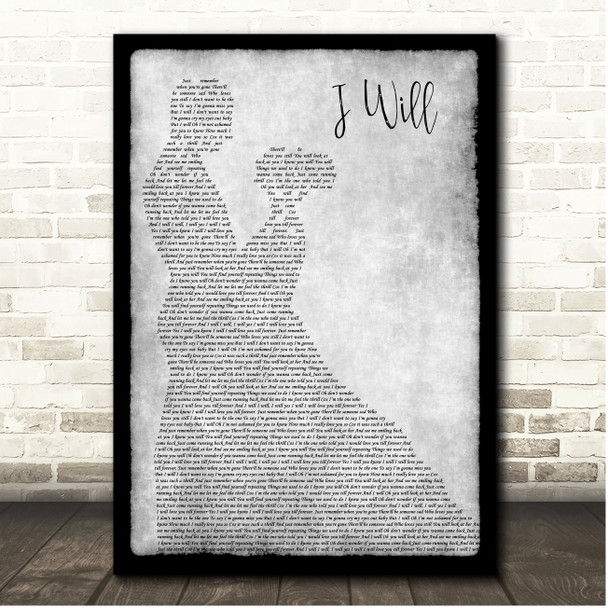 Ruby Winters I Will Grey Couple Dancing Song Lyric Print