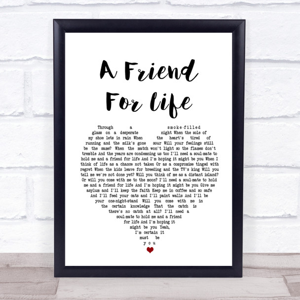 Steve Harley & Cockney Rebel A Friend For Life White Heart Song Lyric Music Wall Art Print