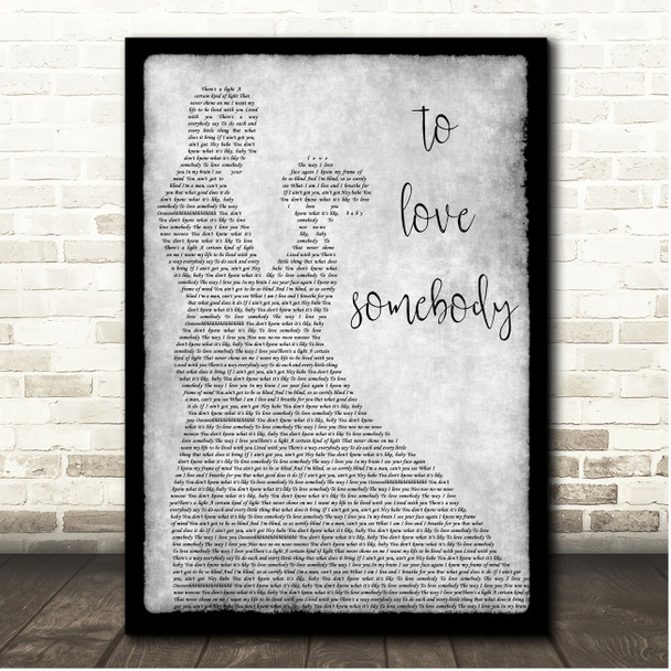 Bee Gees To Love Somebody Grey Couple Dancing Song Lyric Print