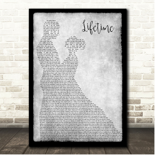 Justin Bieber Lifetime Grey Couple Dancing Song Lyric Print