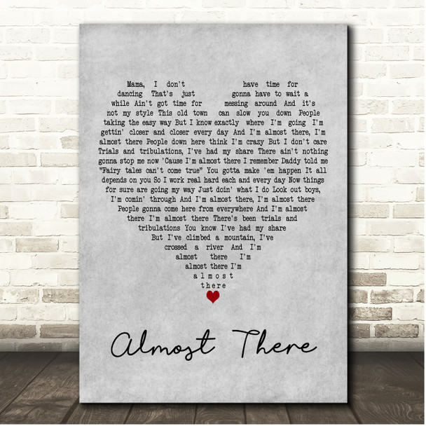 Anika Noni Rose Almost There Grey Heart Song Lyric Print