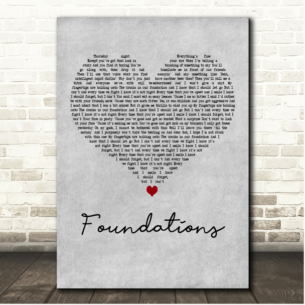 Kate Nash Foundations Grey Heart Song Lyric Print