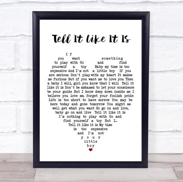 Tell It Like It Is Aaron Neville Heart Song Lyric Music Wall Art Print