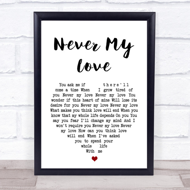 The Association Never my love Heart Song Lyric Music Wall Art Print