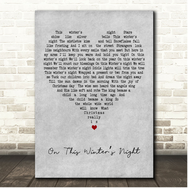 Lady A On This Winters Night Grey Heart Song Lyric Print