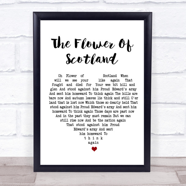 The Corries The Flower Of Scotland White Heart Song Lyric Music Wall Art Print