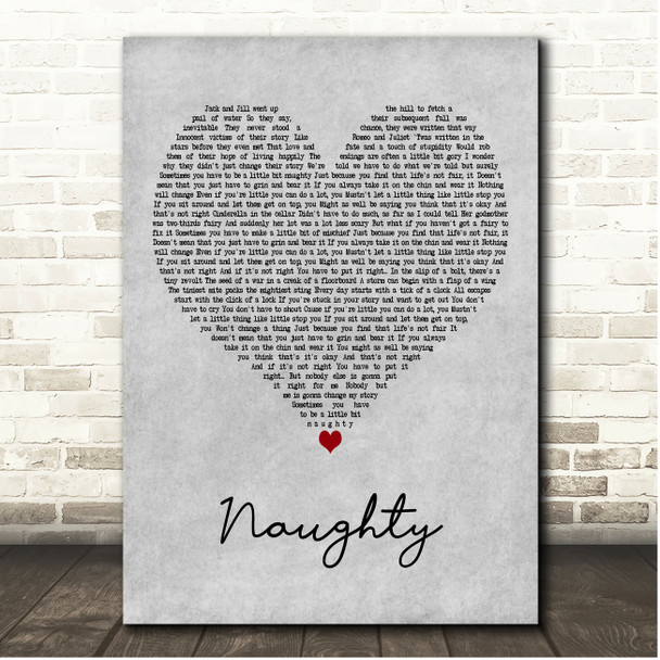 Matilda The Musical Naughty Grey Heart Song Lyric Print