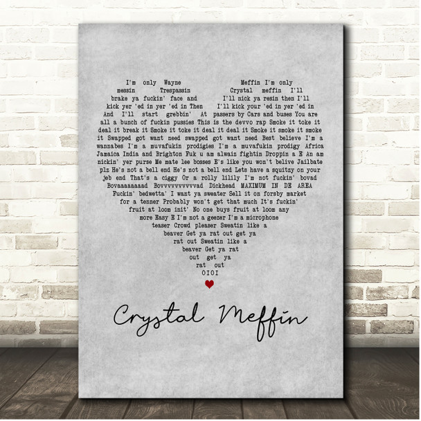 MC Devvo Crystal Meffin Grey Heart Song Lyric Print