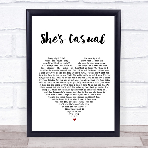 The Hunna She's Casual White Heart Song Lyric Music Wall Art Print