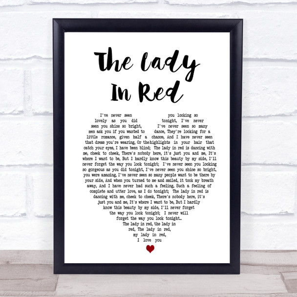 The Lady In Red Chris De Burgh Heart Song Lyric Music Wall Art Print