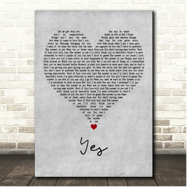 Musiq Soulchild Yes Grey Heart Song Lyric Print