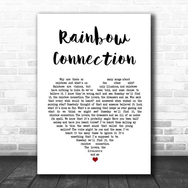 The Muppets Rainbow Connection White Heart Song Lyric Music Wall Art Print