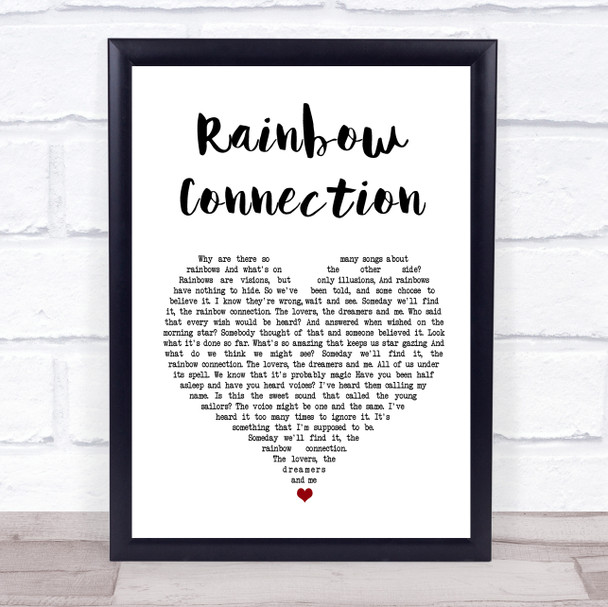 The Muppets Rainbow Connection White Heart Song Lyric Music Wall Art Print