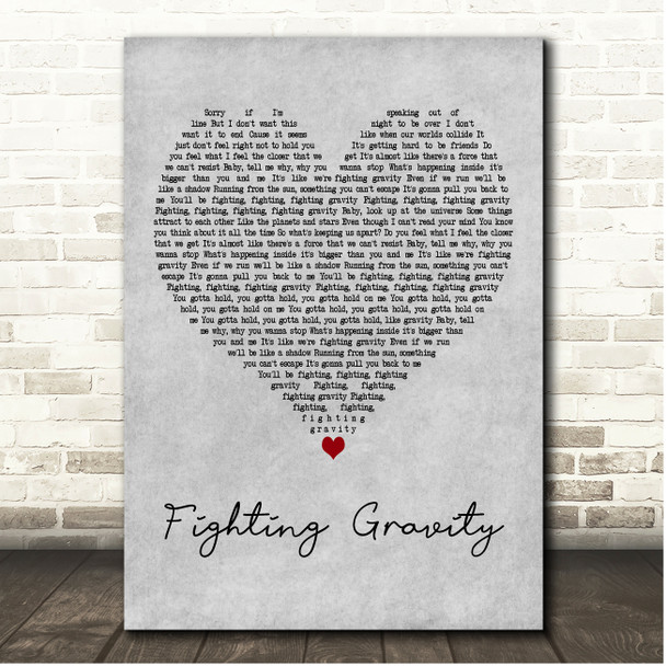 New Kids on the Block Fighting Gravity Grey Heart Song Lyric Print