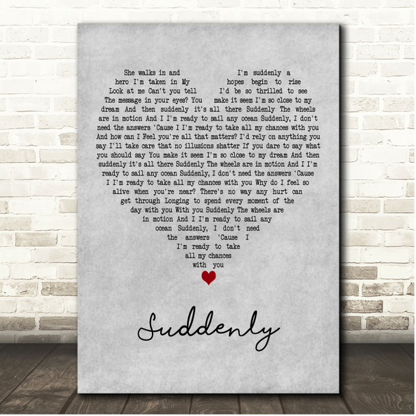 Olivia Newton-John Suddenly Grey Heart Song Lyric Print