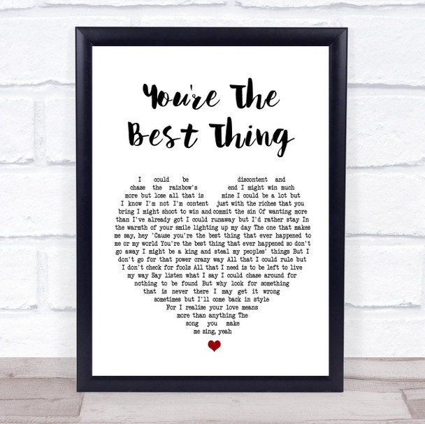 The Style Council You're The Best Thing White Heart Song Lyric Music Wall Art Print