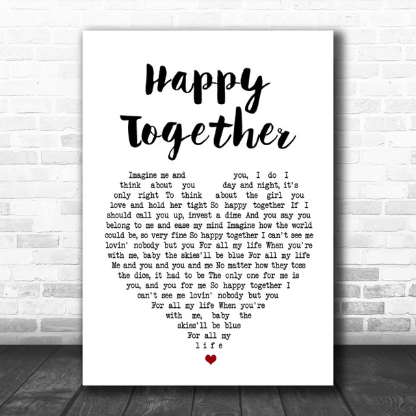 The Turtles Happy Together Heart Song Lyric Music Wall Art Print