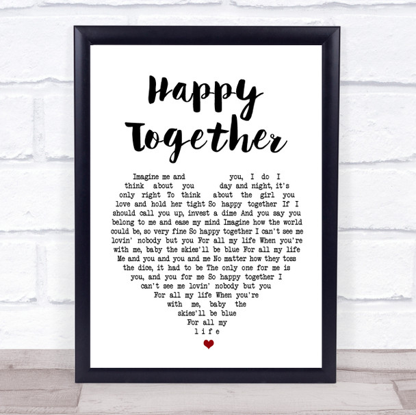 The Turtles Happy Together Heart Song Lyric Music Wall Art Print