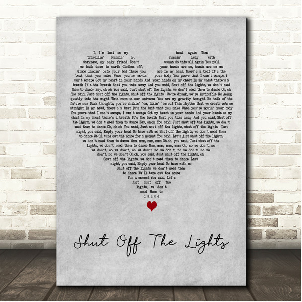 Bastille Shut Off The Lights Grey Heart Song Lyric Print