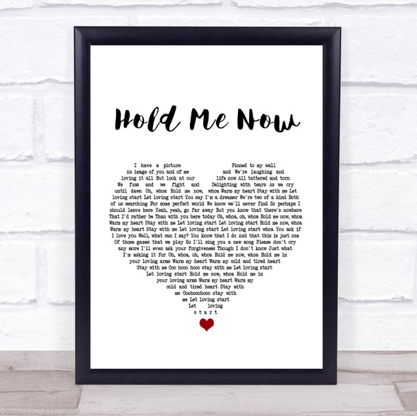 Thompson Twins Hold Me Now White Heart Song Lyric Music Wall Art Print