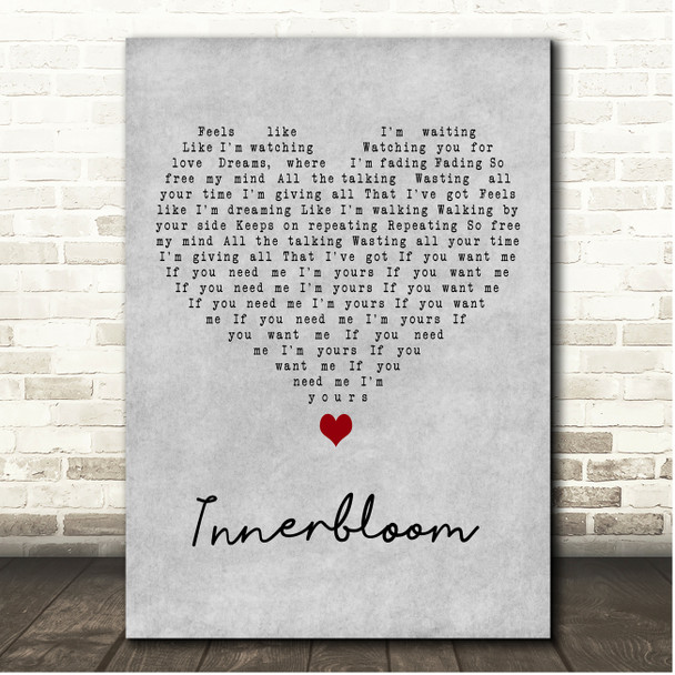 RÜFÜS DU SOL Innerbloom Grey Heart Song Lyric Print