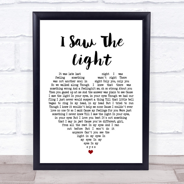 Todd Rundgren I Saw The Light White Heart Song Lyric Music Wall Art Print