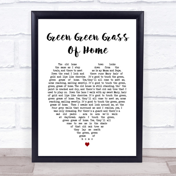 Tom Jones Green Green Grass Of Home Heart Song Lyric Music Wall Art Print