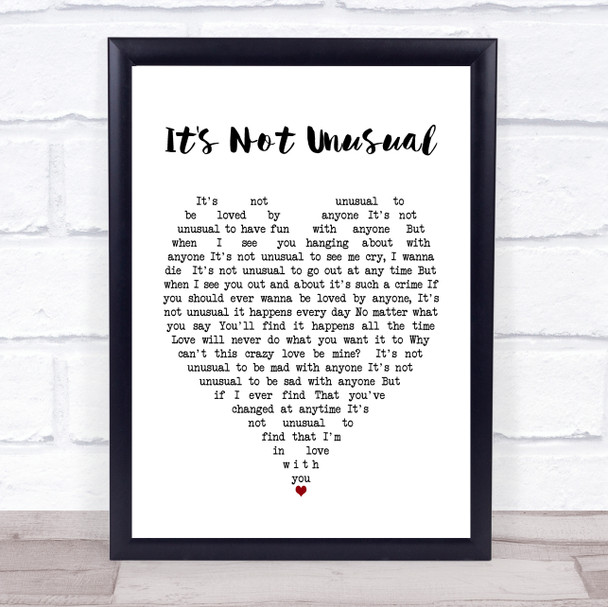 Tom Jones It's Not Unusual Heart Song Lyric Music Wall Art Print