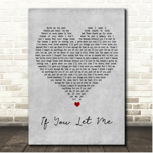 Sinéad Harnett If You Let Me Grey Heart Song Lyric Print