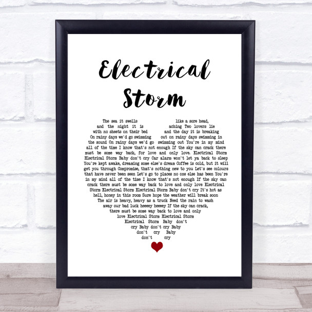 U2 Electrical Storm White Heart Song Lyric Music Wall Art Print