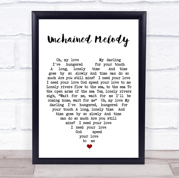 Unchained Melody The Righteous Brothers Song Lyric Heart Music Wall Art Print