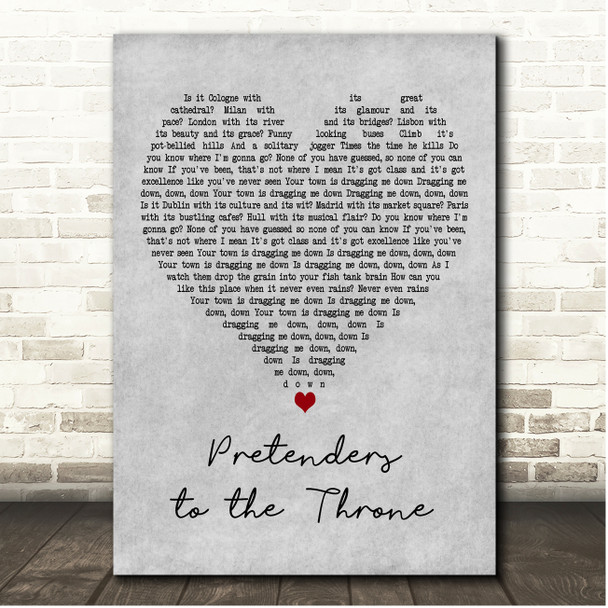 The Beautiful South Pretenders to the Throne Grey Heart Song Lyric Print