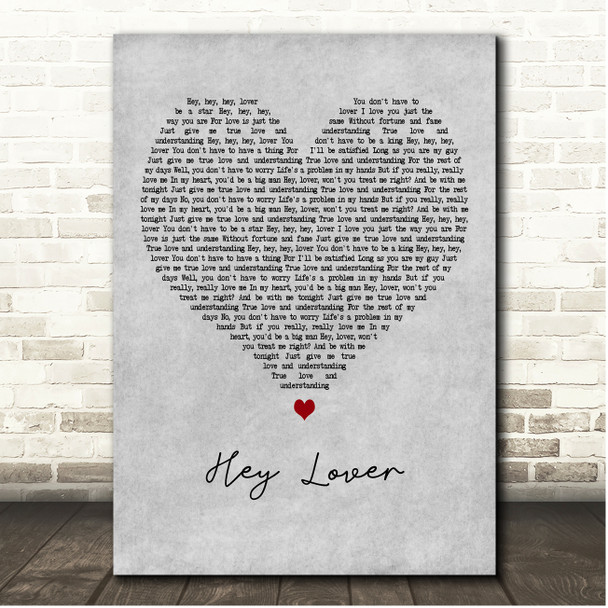 The Daughters of Eve Hey Lover Grey Heart Song Lyric Print
