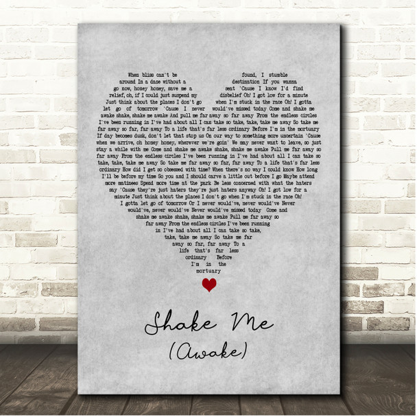 The Dear Hunter Shake Me (Awake) Grey Heart Song Lyric Print