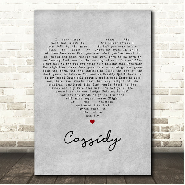 The Grateful Dead Cassidy Grey Heart Song Lyric Print