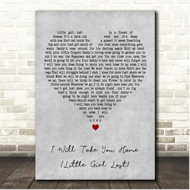 The Grateful Dead I Will Take You Home (Little Girl Lost) Grey Heart Song Lyric Print