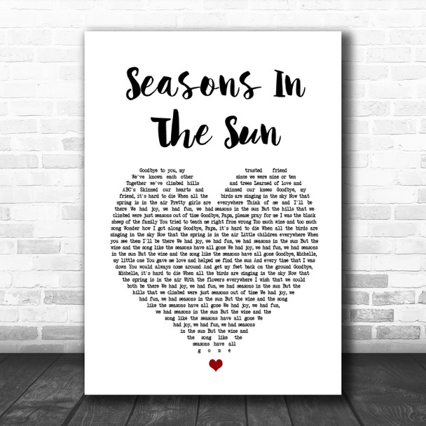 Westlife Seasons In The Sun Heart Song Lyric Music Wall Art Print