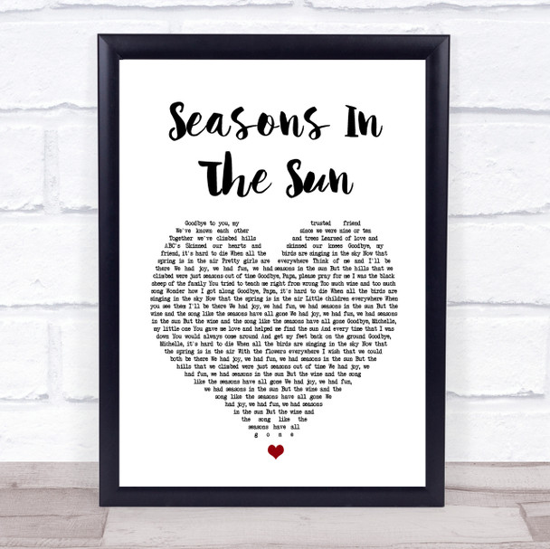 Westlife Seasons In The Sun Heart Song Lyric Music Wall Art Print