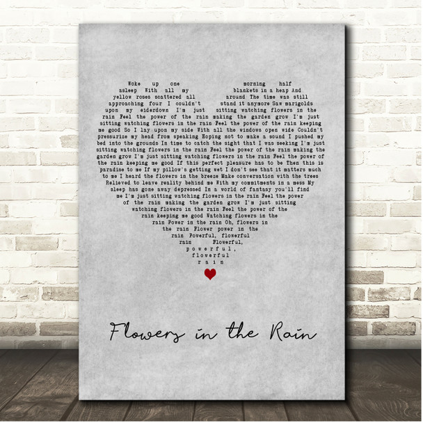 The Move Flowers in the Rain Grey Heart Song Lyric Print